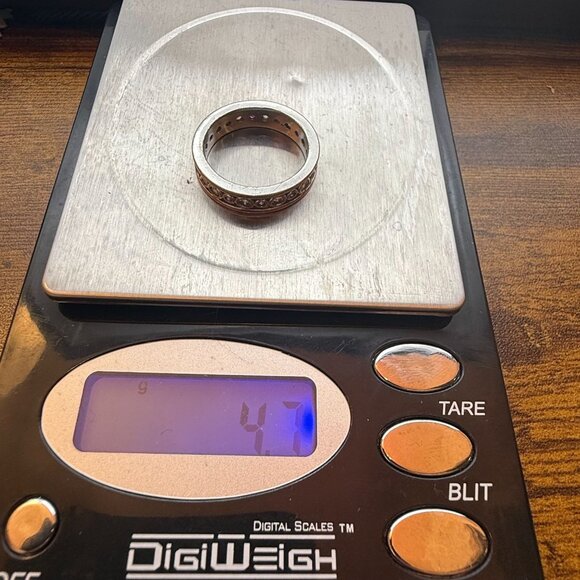 VTG 925 Sterling Silver Dainty Band Red & Clear CZ Circle Pattern Women’s Ring - Picture 7 of 7